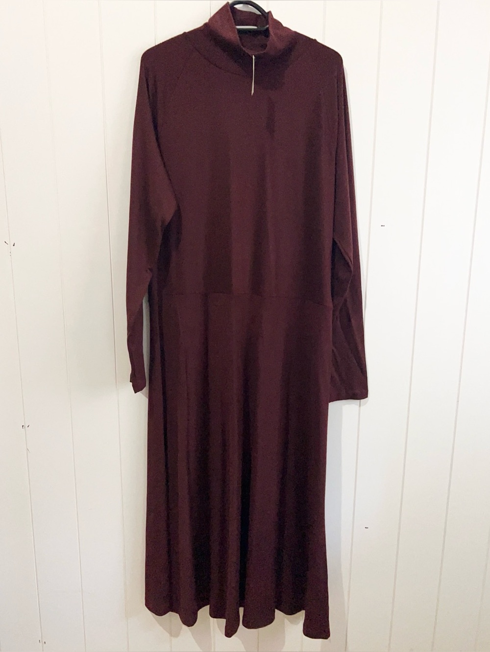 Talbots Maxi Dress NWT Wool Blend Career minimalist  LS Size XL Burgundy